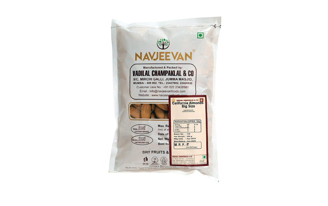 Navjeevan California Almonds-Big Size    Pack  250 grams